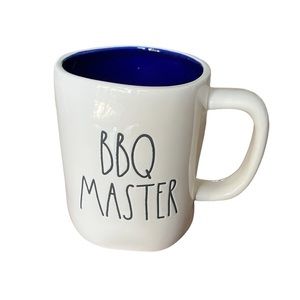 Rae Dunn “BBQ MASTER “ Mug NWOT Ceramic White/Blue